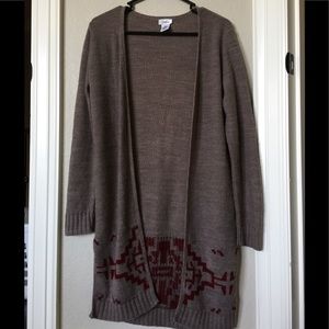 Light brown and maroon cardigan